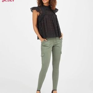 NWT Spanx Petite XS Stretch Twill Ankle Cargo Pant Soft Sage